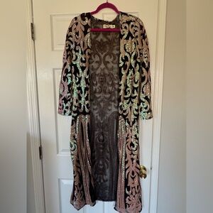 southern fried chics sequin duster in black